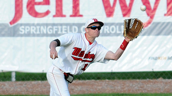 Cal Slusarz contributed two RBIs to Wittenberg's offense against Heidelberg. Photo by Nick Falzerano