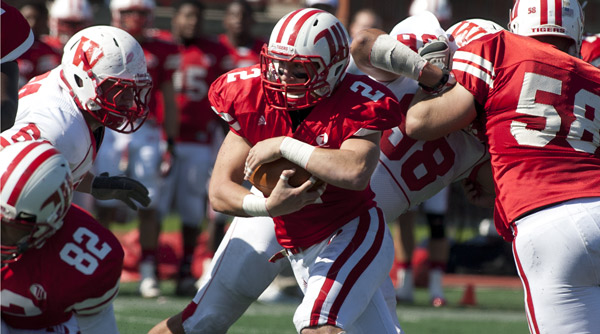 Jimmy Dehnke topped 100 yards and scored three touchdowns in a 27-24 loss to Wabash. Photo by Erin Pence