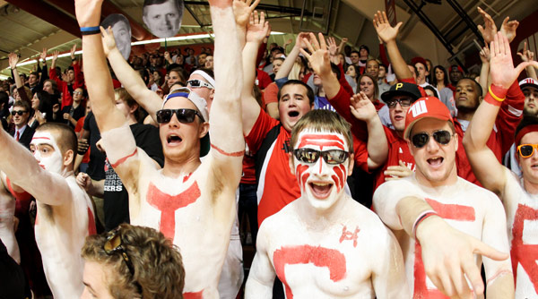 The Wittenberg student body was out in force and showing great enthusiasm for the Tiger men's basketball team against Wooster. Photo by Erin Pence