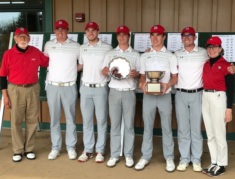 The Wittenberg men's golf team shares a photo opportunity with Lamar Kilgore '55 (Far Left) after winning the historic Hershey Cup in central Pennsylvania