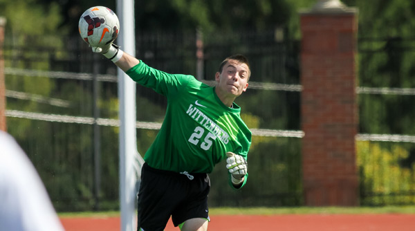 James Van Artsdalen came up with a career-high 13 saves in a win over Oberlin. Photo by Erin Pence