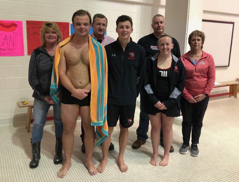 Wittenberg's 2018-19 Swimming & Diving Seniors: Ward Bright (L), Charles North (M) & Morgan Siefert (R)