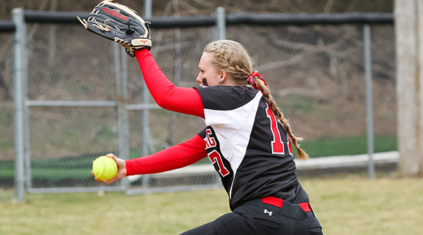Alyssa Durette improved to 4-1 in the circle on the season with a win against Kenyon on Wednesday. File Photo | Erin Pence