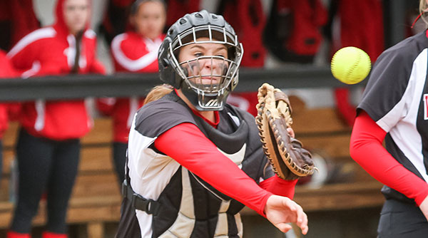 Ali Newton was on the receiving end of seven strikeouts in a 9-1 win over Millikin. File Photo | Erin Pence