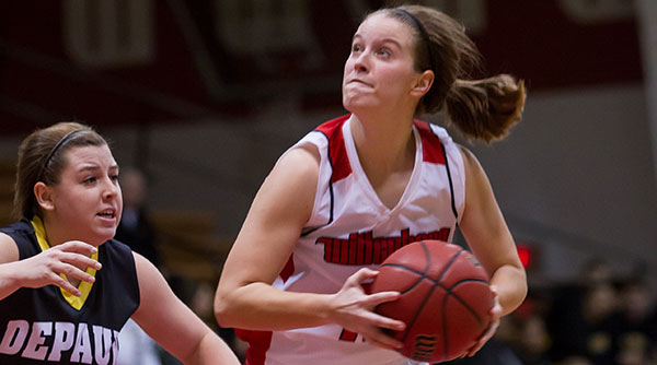 Heather Schroeder led Wittenberg with 15 points in a loss to DePauw. Photo by Erin Pence