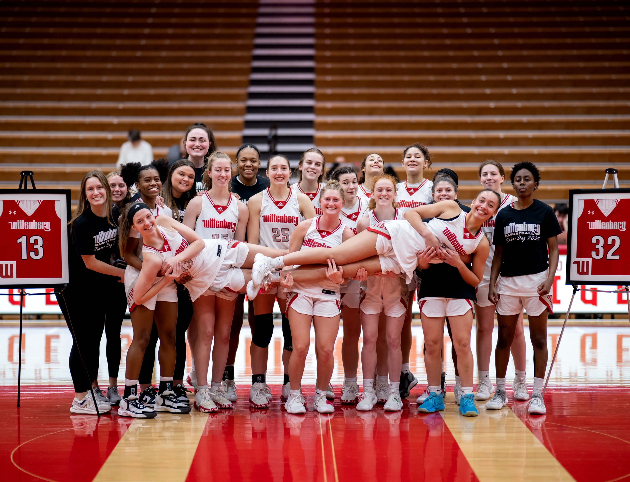 The Wittenberg women's basketball team celebrated seniors Evie Wolshire and Jade Simpson with a 74-38 win over Wooster on Senior Day. | Photo by John Coffman