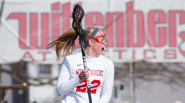 Logan Warye finished with one goal and game-high three assists in Wittenberg's 18-3 victory over Olivet. Photo by Erin Pence