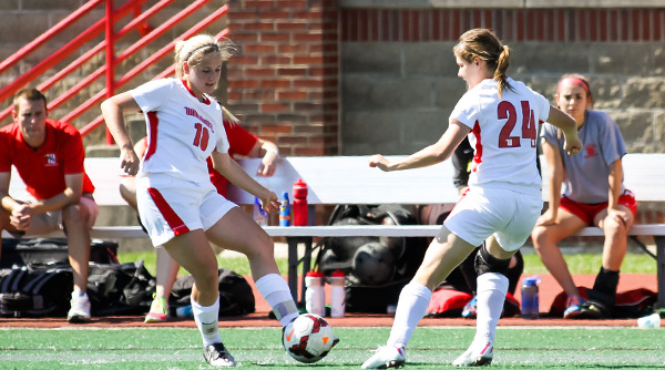 Lauren Arona (left) and the rest of the Tiger defense clamped down on Denison to hold onto a 1-1 tie on Saturday. File Photo | Erin Pence