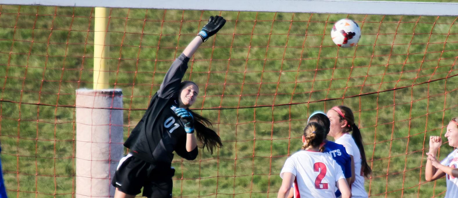 Alexa Murrietta teamed with Hannah Wilson to keep a clean sheet in an overtime win over Pitt-Bradford. File Photo | Erin Pence