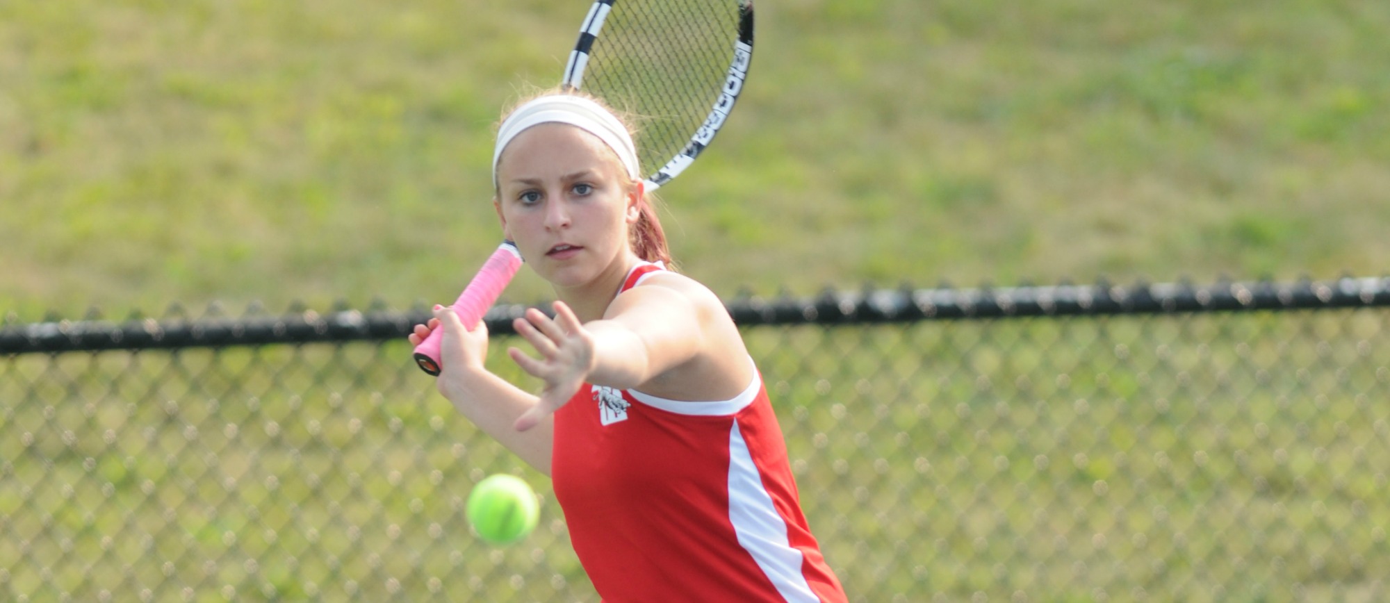 Sarah Frisch teamed with Carli Milano to win at No. 2 doubles against OWU. File Photo | Nick Falzerano