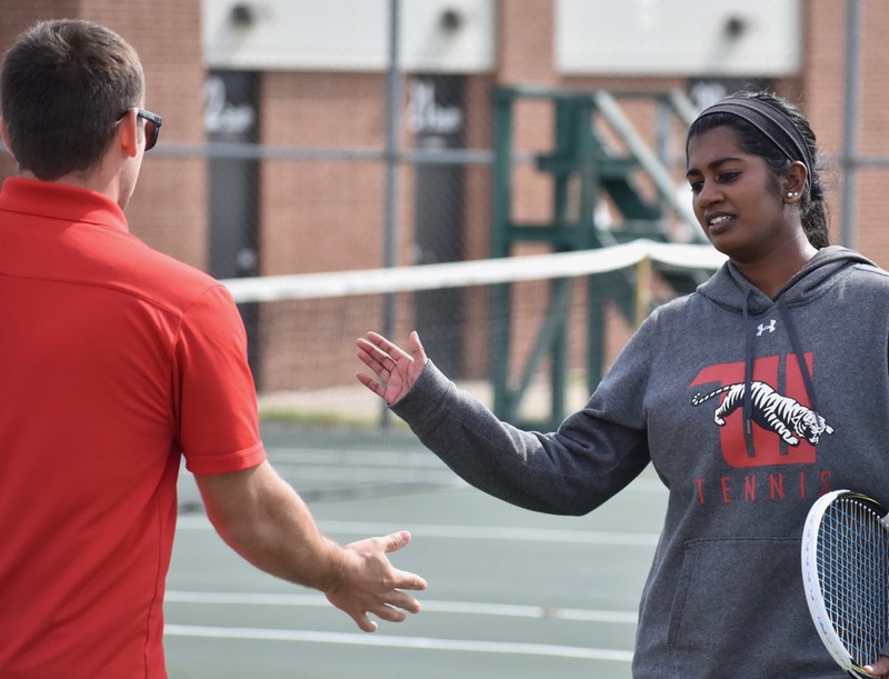 Sophomore Harunya Ravindran picked up a singles win in the Tigers' 5-1 loss against Wooster in the 5th-place match at the 2019 NCAC Tournament