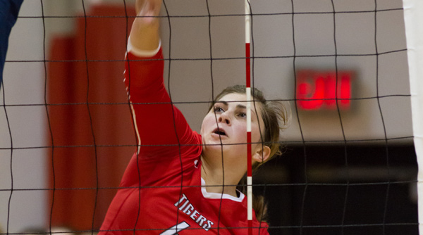 Melissa Emming contributed six kills and two service aces in Wittenberg's 3-0 win over Baldwin Wallace on Saturday. File Photo | Erin Pence