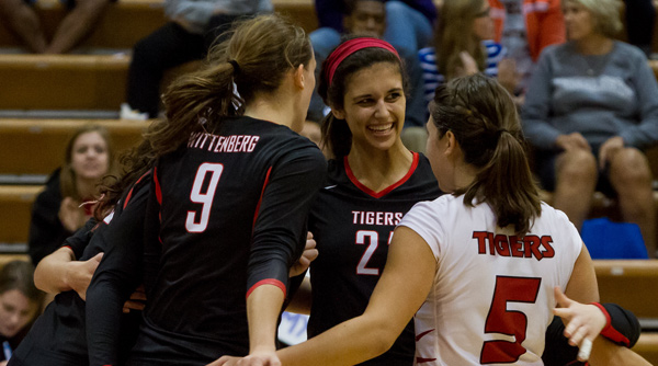 The Tigers had plenty to cheer about against Denison in a 3-0 title-clinching win. File Photo | Erin Pence