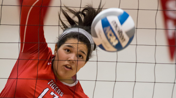 Camila Quinones pounded 11 kills in a 3-0 win over Allegheny. Photo by Erin Pence