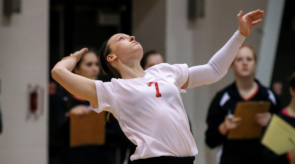 Kiah Murray contributed 14 digs and three aces in a 3-2 loss to Calvin. File Photo | Erin Pence