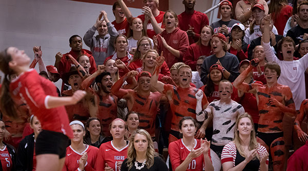 Tiger fans came out in force to support Wittenberg in its upset of No. 1-ranked Calvin. Photo by Erin Pence