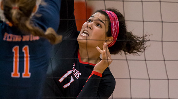 Camila Quiñones pounded five kills in a 3-0 win over Kenyon. File Photo | Erin Pence