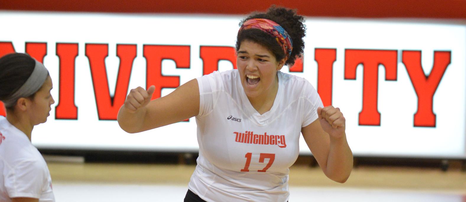 Camila Quinones and the Tigers remained unbeaten in 2015 NCAC play with a 3-0 win over OWU. File Photo | Nick Falzerano