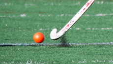 field hockey stick and ball