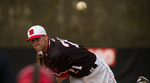 Jonathan Long tossed two scoreless innings of relief for the Tigers in a 17-10 win over Otterbein. File Photo | Erin Pence