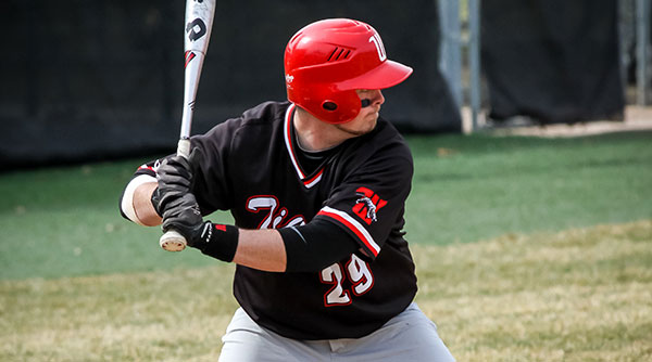 Junior Aaron Patrick had the game-winning hit in the 11th inning of game two against DePauw on Sunday, helping Wittenberg pick up a split. File Photo | Erin Pence