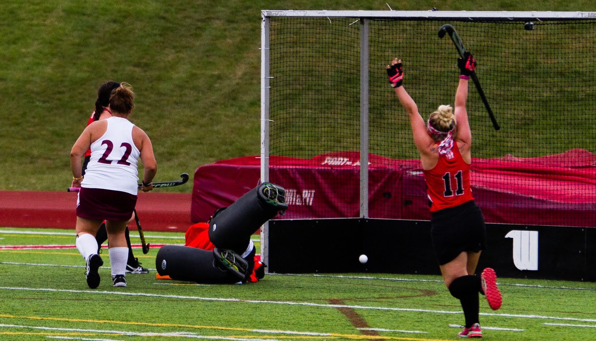 Junior Kayla Cull celebrates her game-winning goal in the Tigers' 3-2 win over Earlham - (Photo Courtesy of Trent Sprague '22)