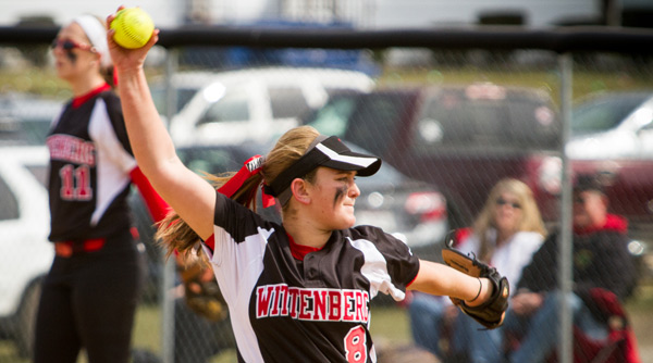 Rachel Ross picked up the pitching win in both ends of a doubleheader against Hiram. File Photo | Erin Pence