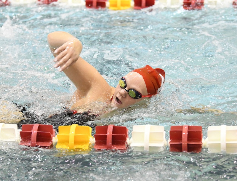Junior Claire Bergefurd swam the third leg on Wittenberg's 6th-place women's 800-free relay squad on the opening night of the 2019 NCAC Swimming & Diving Championships
