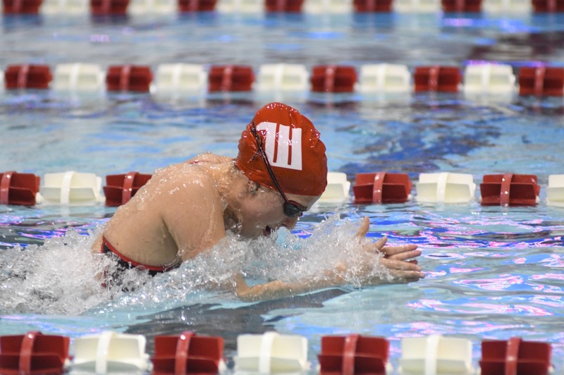 Junior Annelise Gibson finished second in both breaststroke events in Saturday's double-dual meet against Wilmington and Transylvania