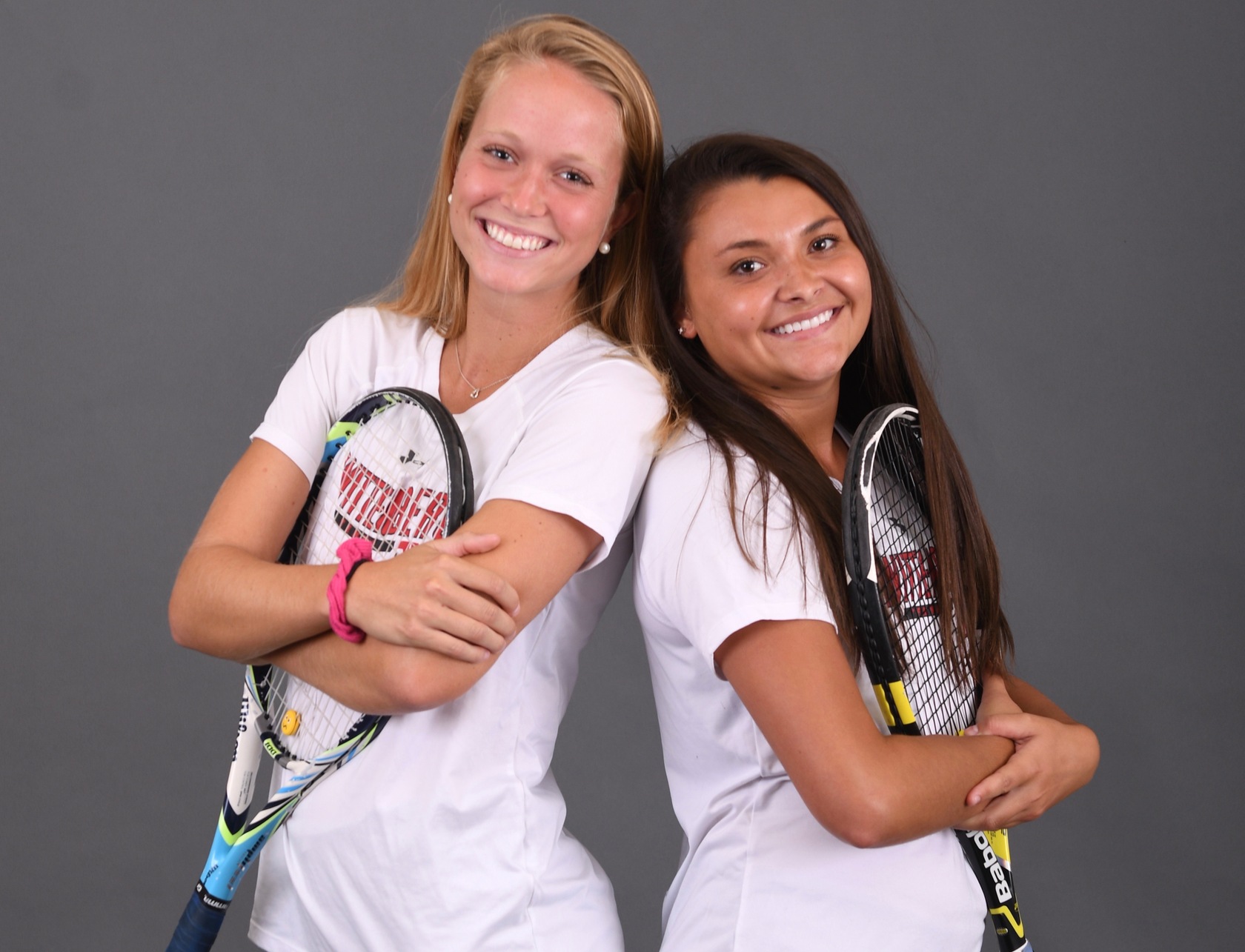 Senior Alivia Livesay (R) and junior Sarah Gallup (L) were both individual winners on Saturday in a 5-2 victory over Trine